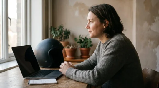 Utilisateur consultant sereinement un comparateur d'assurance moto en ligne sans être importuné